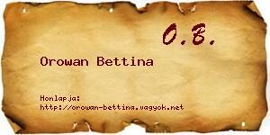 Orowan Bettina névjegykártya